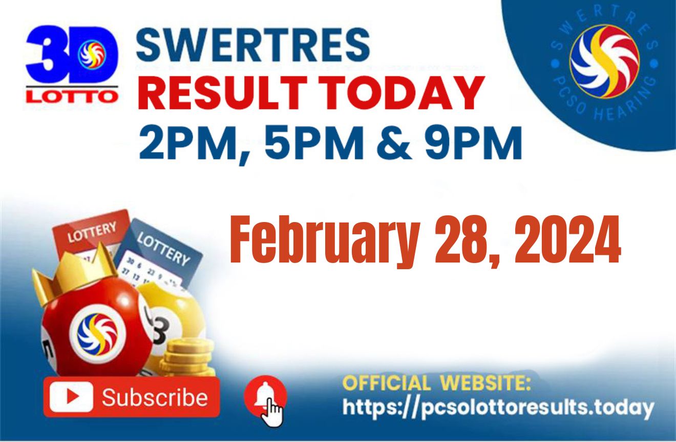 3d lotto Swertres Result today February 28 2024